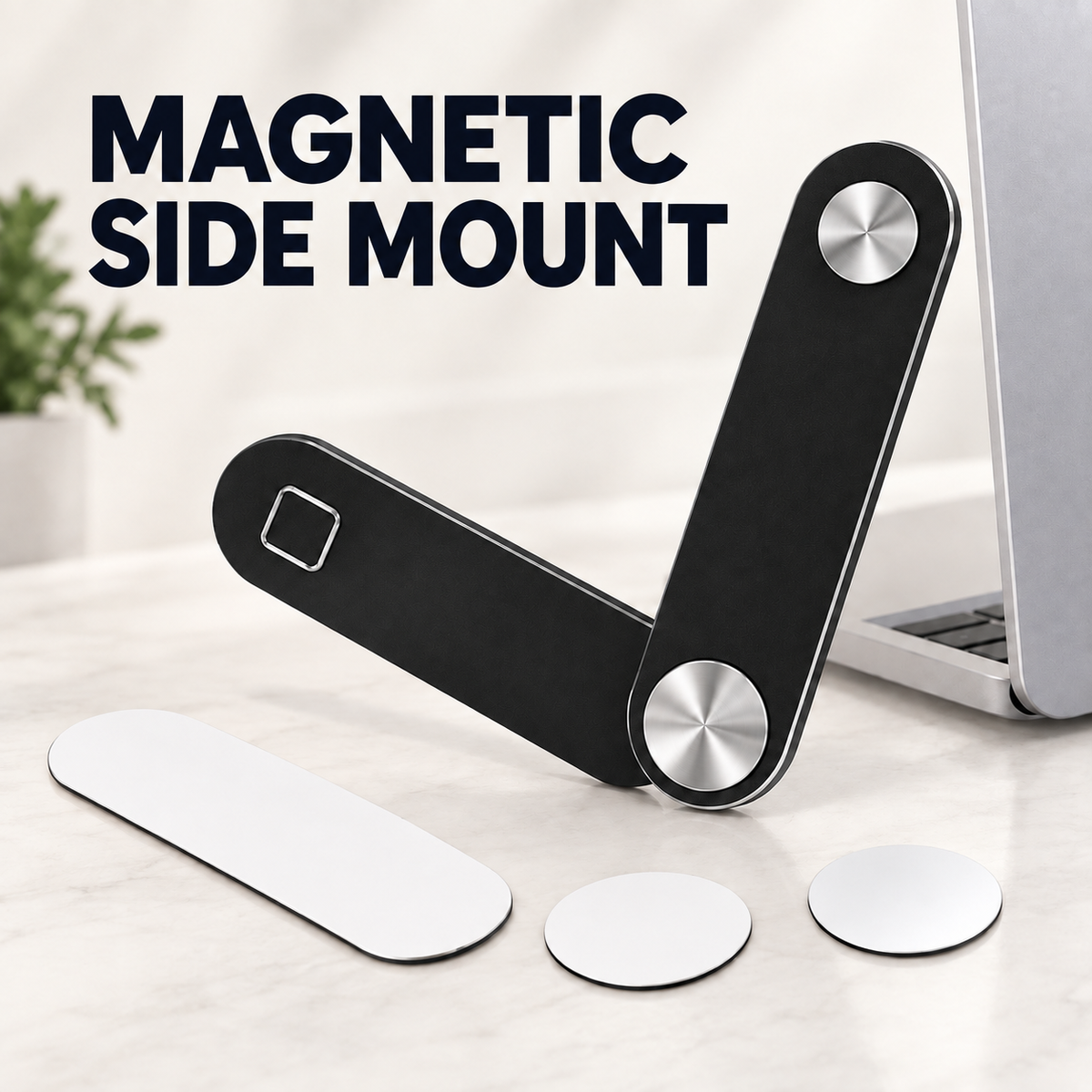Magnetic Laptop Side Phone Mount — Dual-Screen Clip-On Phone Holder