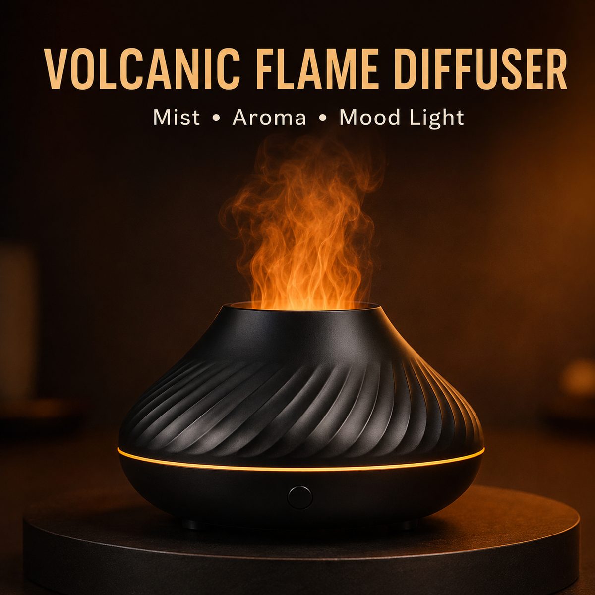 Flame Effect Aroma Diffuser 130ml — 7-Color Fire Mist Essential Oil Humidifier