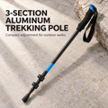 3-Section Aluminum Trekking Pole — Adjustable Folding Walking Stick for Hiking & Daily Walks
