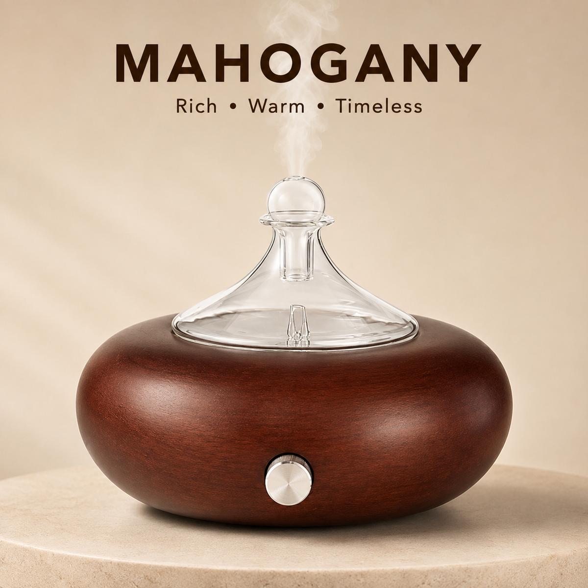 Waterless Essential Oil Nebulizer Diffuser — Handmade Bamboo & Glass, 2–8h Timer