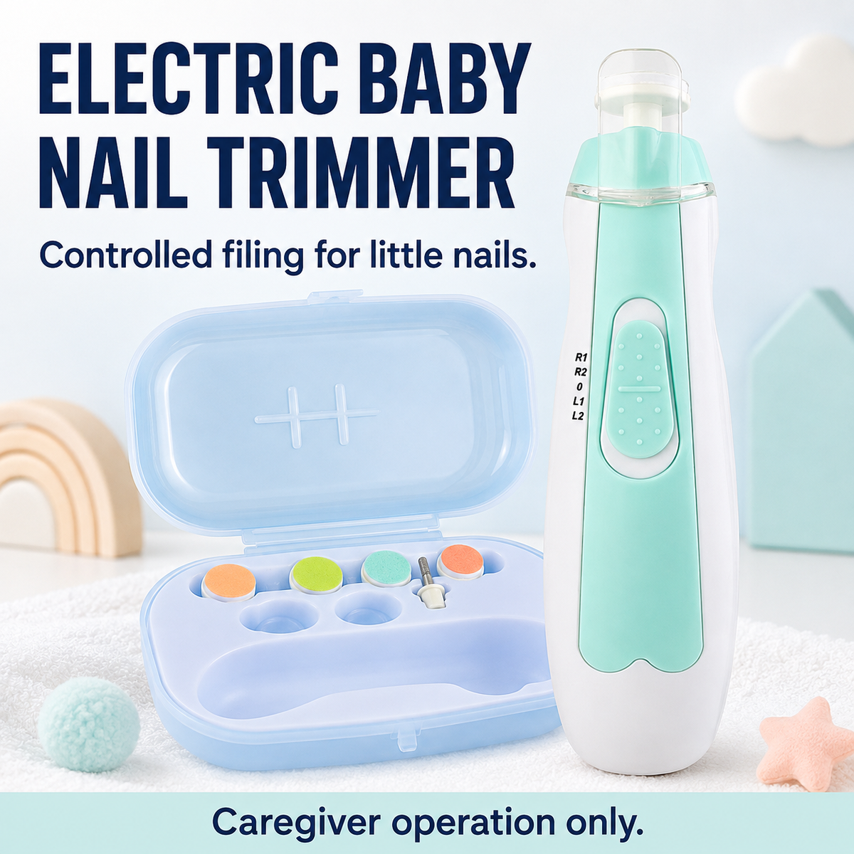 Electric Baby Nail Trimmer Set — Safe Anti-Pinch File for Newborns & Toddlers