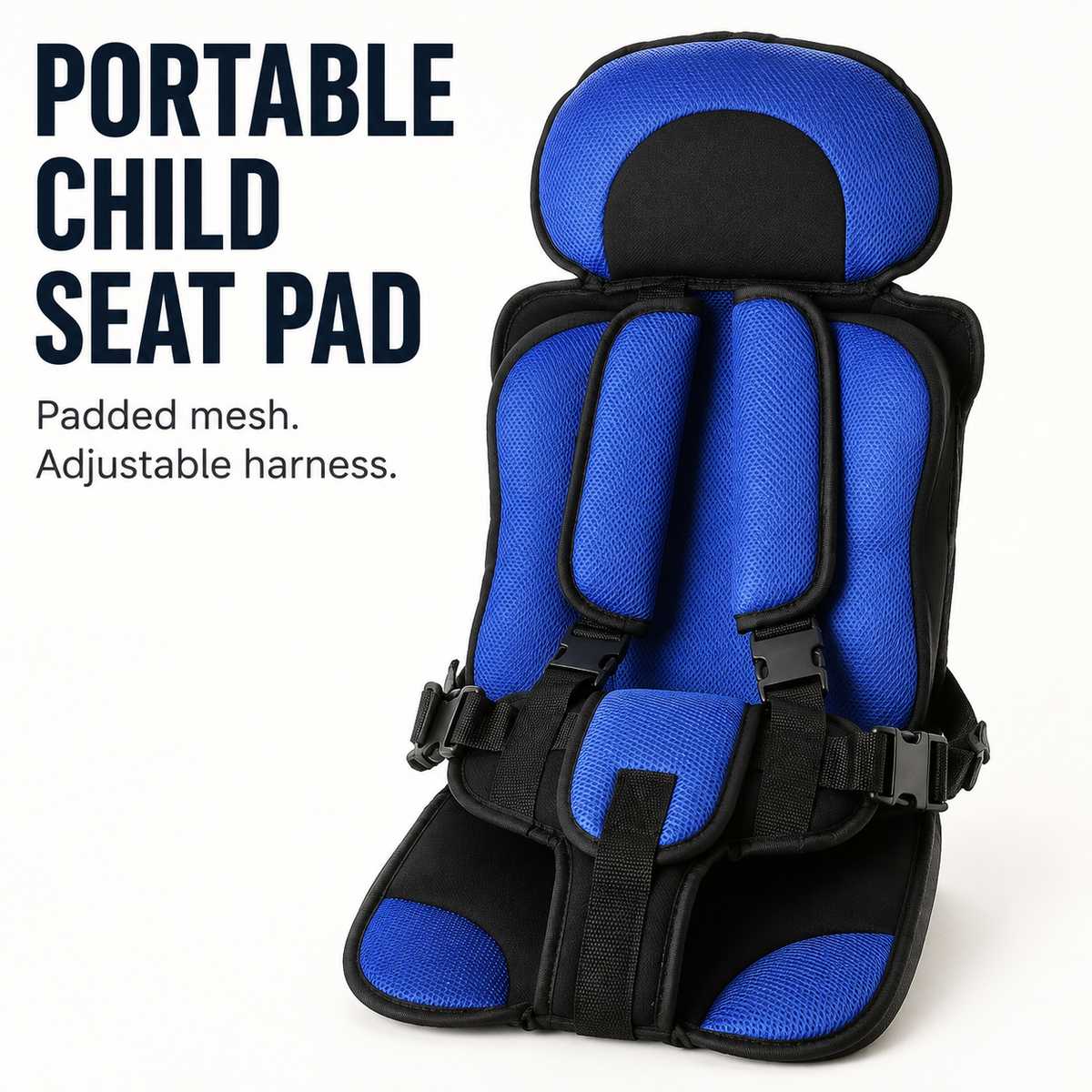 Portable Toddler Seat Pad with 5-Point Harness — Travel Booster Cushion