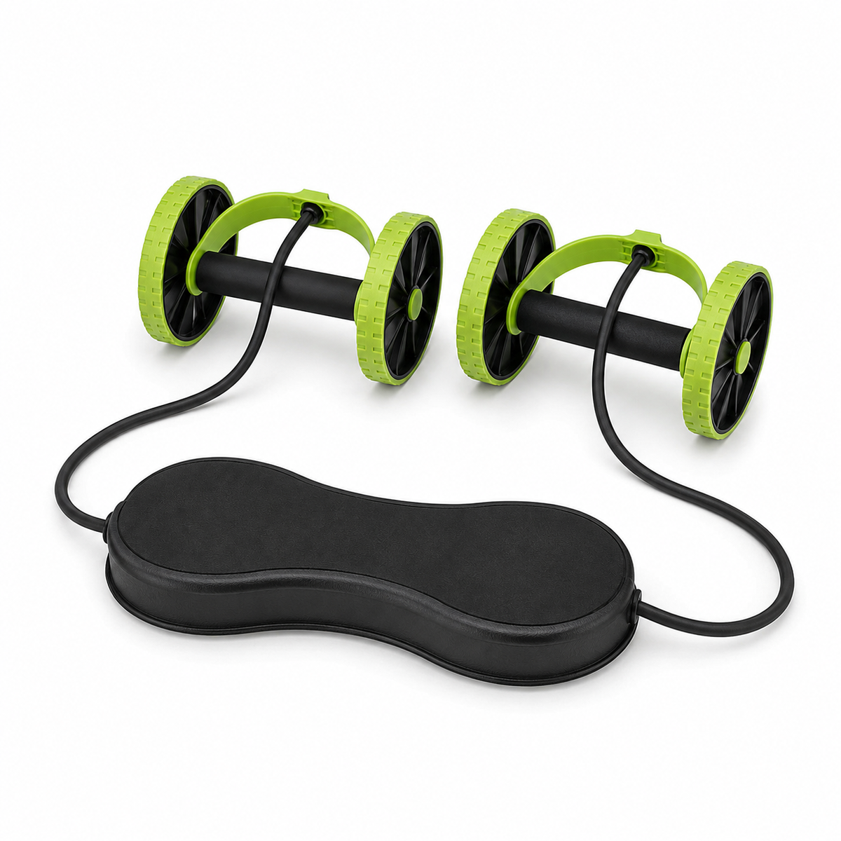 Crossflex Wheel Roller — Twin Ab Rollers with Resistance Cords & Padded Base, Full-Body Kit