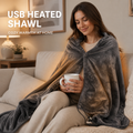 USB Heated Blanket Shawl — Wearable Electric Fleece Wrap, 8 Heating Zones, 3 Settings, 150 × 85 cm