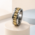 Stainless Steel Spinner Ring for Men – Textured Gear Fidget Band